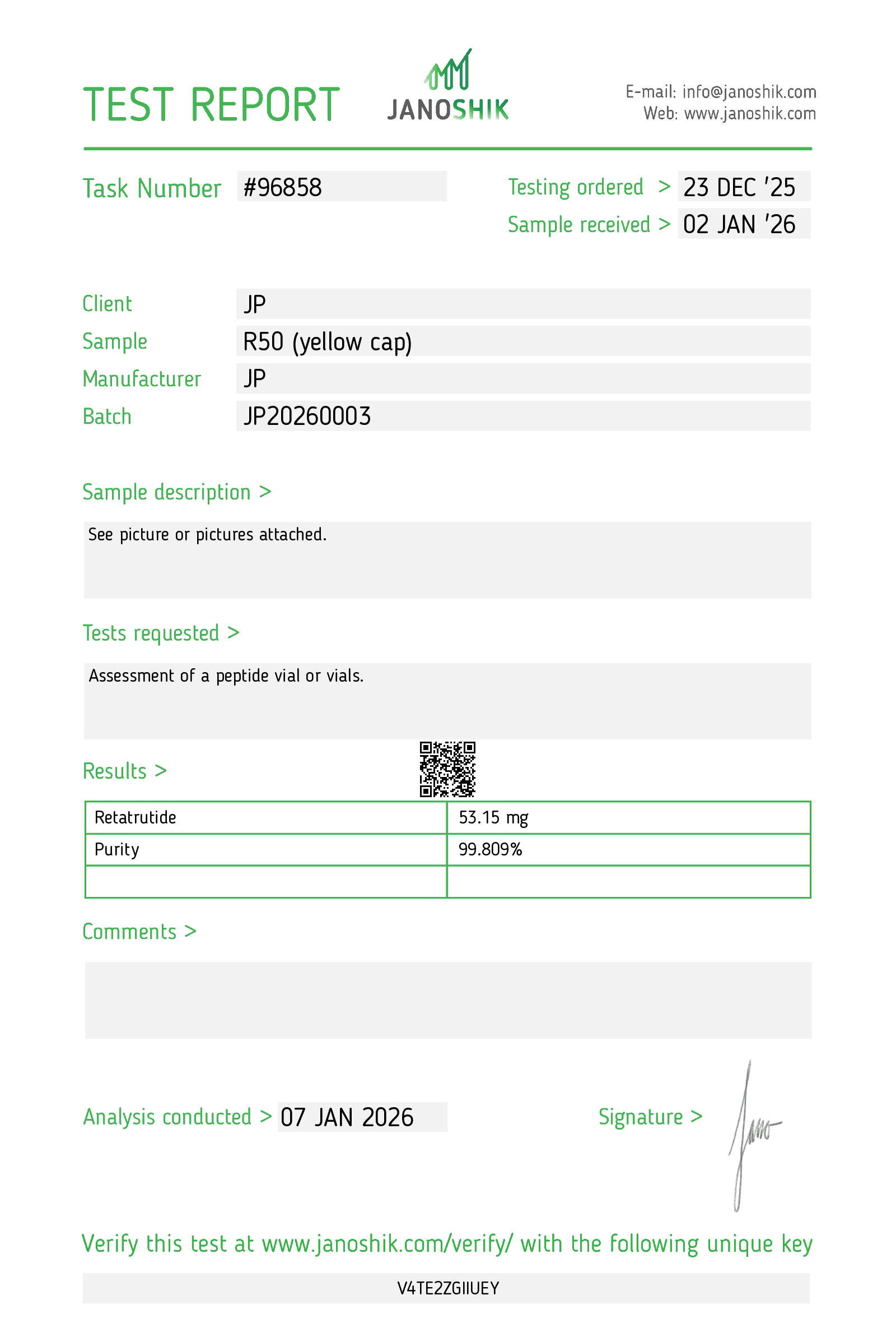 COA Retatrutida 50mg